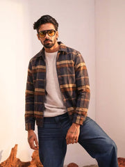 Men’s Soft-check Taffeta-Lined Casual Jacket