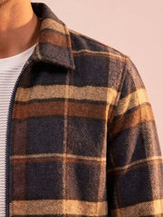 Men’s Soft-check Taffeta-Lined Casual Jacket