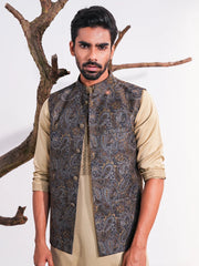 Men's Premium Waistcoat with Woven Paisley Design
