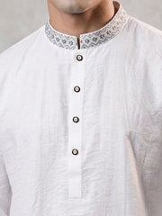 Regular Fit white Embroidered Panjabi
