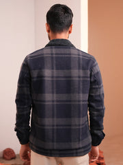 Men’s Wintercheck Fleece Jacket with Fur Collar