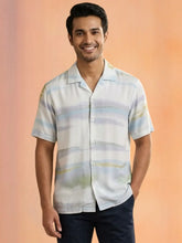The Horizon Abstract Digital Print Cuban Collar Shirt