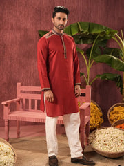 Crimson Heritage Linen Viscose Panjabi