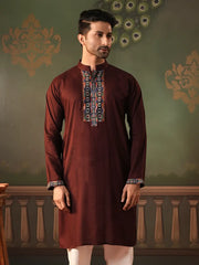 Deep Maroon Heritage Linen Viscose Panjabi