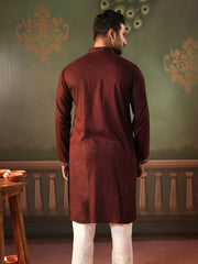 Deep Maroon Heritage Linen Viscose Panjabi