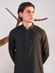 Men's Premium Black Jacquard Panjabi