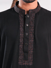 Men's Premium Black Embroidered Panjabi