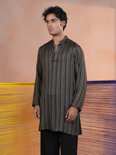 Onyx & Bronze Geometric Jacquard short length Panjabi