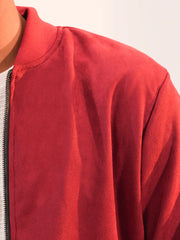 Dual-Mode Reversible Suede Velvet Bomber Jacket