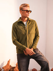 Men’s Olive Wool-Touch Utility Jacket