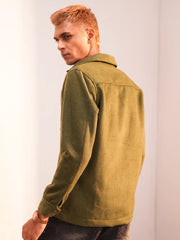 Men’s Olive Wool-Touch Utility Jacket