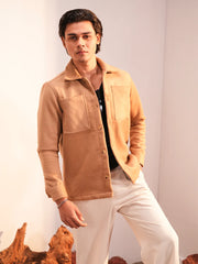Men’s Classic Camel Wool-Touch Utility Jacket