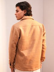Men’s Classic Camel Wool-Touch Utility Jacket