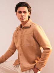 Men’s Classic Camel Wool-Touch Utility Jacket