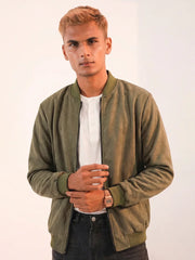 Dual-Mode Reversible Suede Velvet Bomber Jacket