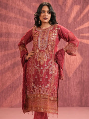 Rosewood Heritage Embroidered Kurta Set with Dupatta