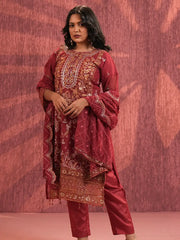 Rosewood Heritage Embroidered Kurta Set with Dupatta