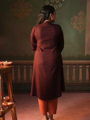 Maroon Grace Ethnic Linen Viscose Top