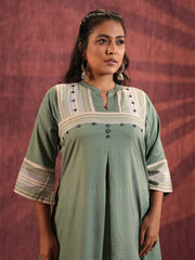 Sage Serenity Linen Viscose Ethnic Top