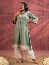 Sage Serenity Linen Viscose Ethnic Top