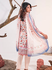 Ivory Bloom Digital Printed Crepe Silk 3-Piece Suite