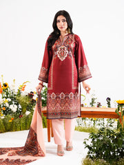 Crimson Bloom Digital Printed Shamuk Silk Ensemble