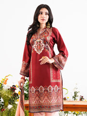 Crimson Bloom Digital Printed Shamuk Silk Ensemble
