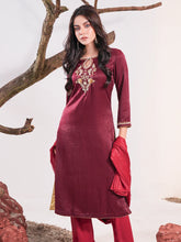 Regal Maroon Zardozi Embroidered Silk Kurta Set
