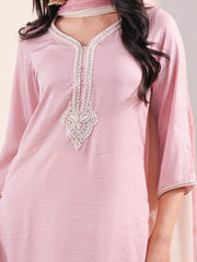 Rose Radiance Zardozi Embroidered Silk Kurta Set