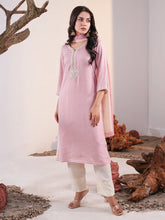 Rose Radiance Zardozi Embroidered Silk Kurta Set
