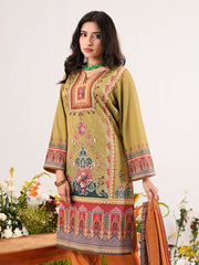 Olive Oasis Digital Printed Shamuk Silk Ensemble