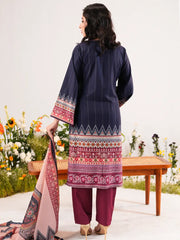 Midnight Bloom Digital Printed Shamuk Silk Ensemble