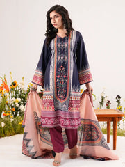 Midnight Bloom Digital Printed Shamuk Silk Ensemble