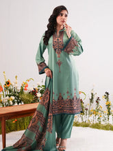 Sage Serenity Digital Printed Shamuk Silk Ensemble