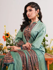 Sage Serenity Digital Printed Shamuk Silk Ensemble
