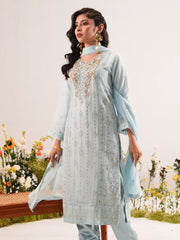 Azure Ethereal Zardosi Schiffon Ensemble