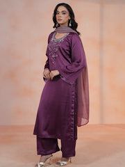 Amethyst Royal Zardozi Crepe Silk Suit Set