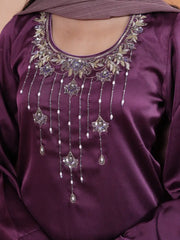 Amethyst Royal Zardozi Crepe Silk Suit Set
