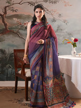 Royal Dusk Shaded Digital Printed Half-Silk Saree