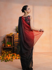 Crimson Charcoal Ombre Saree