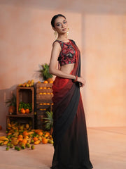 Crimson Charcoal Ombre Saree