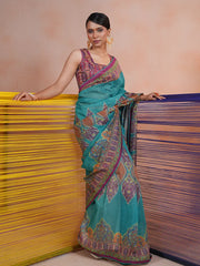 Royal Paisley Bloom Glass Work Saree