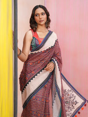 Vintage Mauve Glass Work Saree