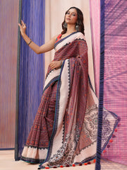 Vintage Mauve Glass Work Saree