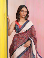 Vintage Mauve Glass Work Saree