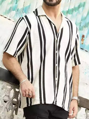 Vertical Striped Cuban Shirt