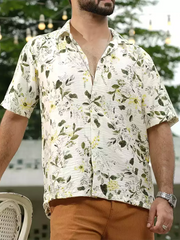 Tropical Bloom Cuban Shirt – Ivory Floral
