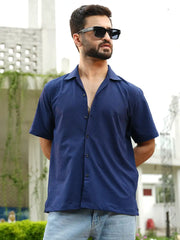 Mens short sleeve Cuban Collar Shirt