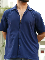 Mens short sleeve Cuban Collar Shirt