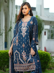 Crimson blue Embroidered Kurta Set with Dupatta